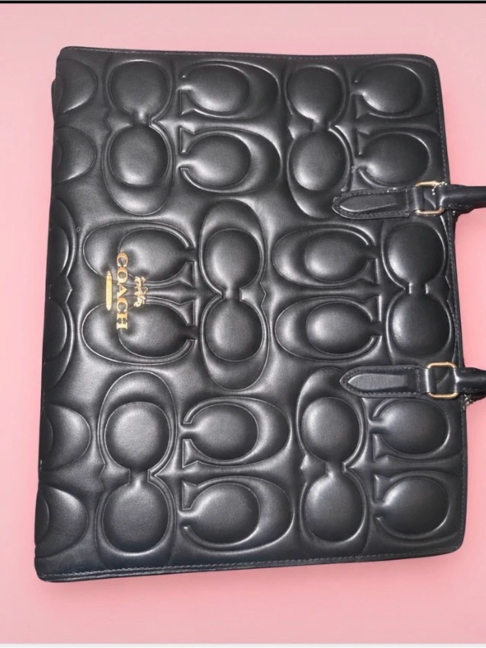 Coach Black Quilted Signature Tote with Gold Logo